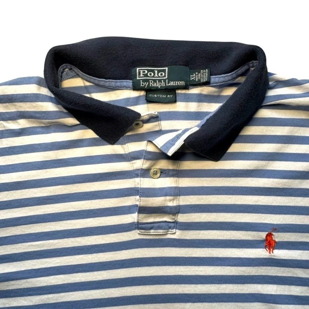 Polo Ralph Lauren‎ Mens Collar Shirt Striped with Orange Pony Logo XL